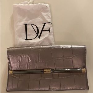 Diane Von Furstenberg Metallic Leather Clutch Bag